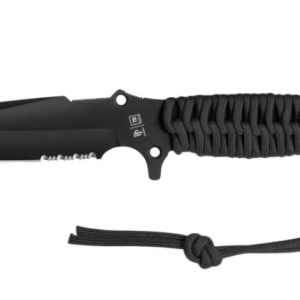 COUTEAU LE MARAUDEUR PARACORD 550 NOIR / LAME SERRATION + ETUI KYDEX SANS ATTACHE  MOLLE (TB Outdoor)
