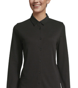 CHEMISE EN COTON PIQUÉ NEOBLU BASILE WOMEN Noir (Solo)