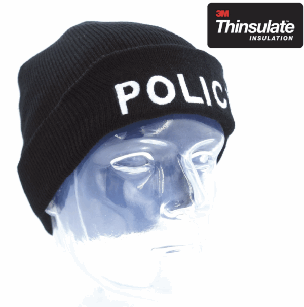 BONNET NOIR MAILLE THINSULATE BRODE POLICE (DCA) – Image 2