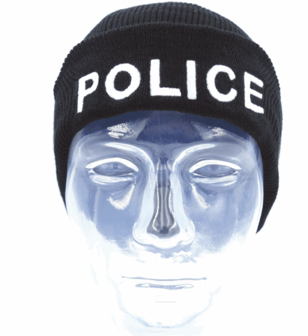 BONNET NOIR MAILLE THINSULATE BRODE POLICE (DCA)