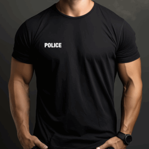 T-shirt noir imprimé Police 180g/m2 (DCA)