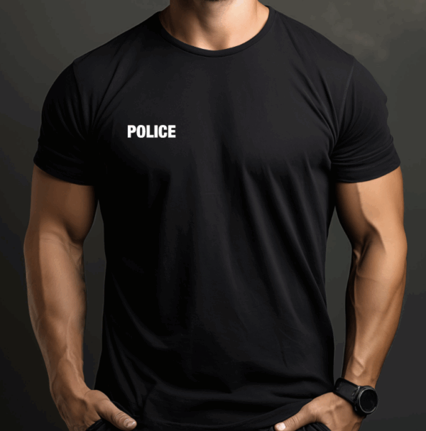 T-shirt noir imprimé Police 180g/m2 (DCA)