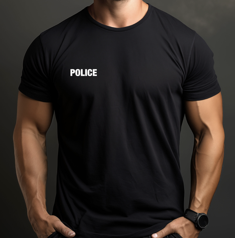 T-shirt noir imprimé Police 180g/m2 (DCA)