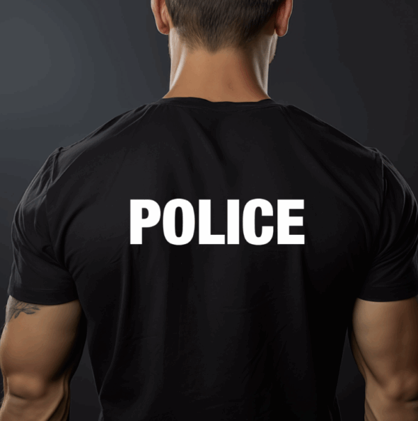 T-shirt noir imprimé Police 180g/m2 (DCA) – Image 2