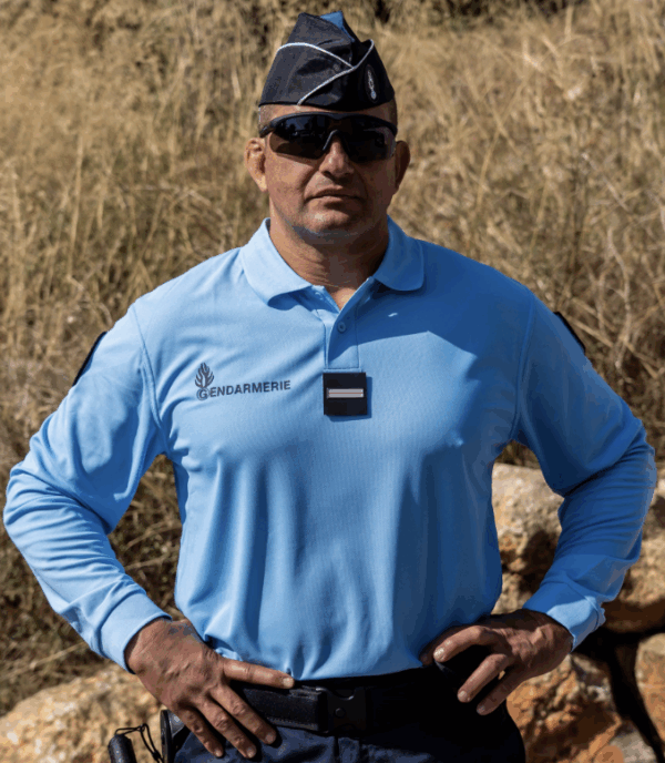 POLO BLEU MANCHES LONGUES GENDARMERIE COOLDRY MAILLE PIQUEE (DCA)