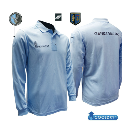 POLO BLEU MANCHES LONGUES GENDARMERIE COOLDRY MAILLE PIQUEE (DCA) – Image 5