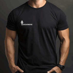 TEE SHIRT NOIR IMPRIME GENDARMERIE 150g/m2 (DCA)