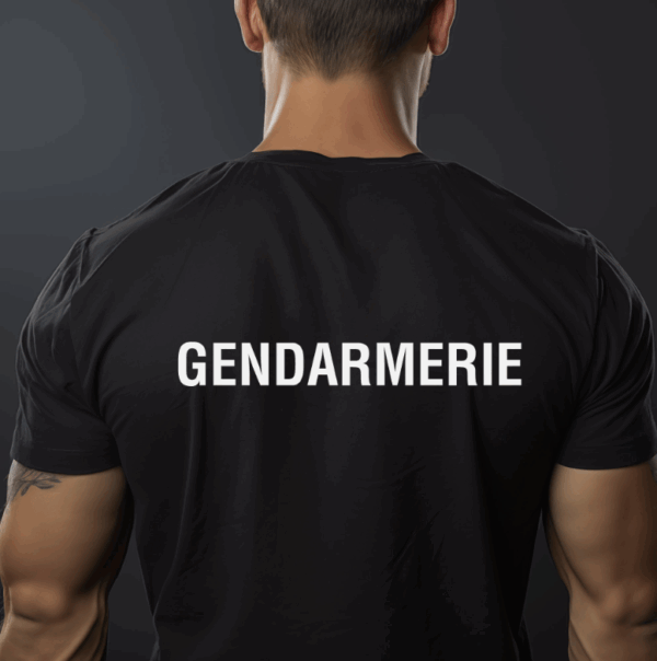 TEE SHIRT NOIR IMPRIME GENDARMERIE 150g/m2 (DCA) – Image 2