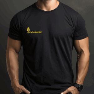 TEE SHIRT NOIR IMPRIME GENDARMERIE 180g/m2 (DCA)