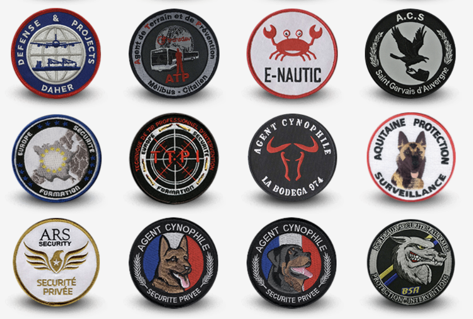 ÉCUSSONS SOCIÉTÉS, SÉCURITÉ Brodés & Tissés (Sur Commande)