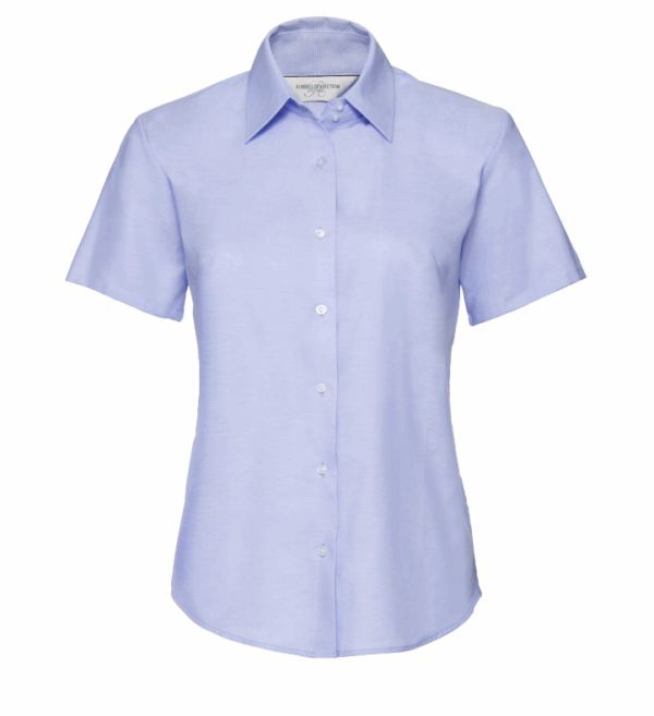 LADIES' SHORT SLEEVE TAILORED OXFORD SHIRT (IMBRETEX) By Russell Collection – Image 3