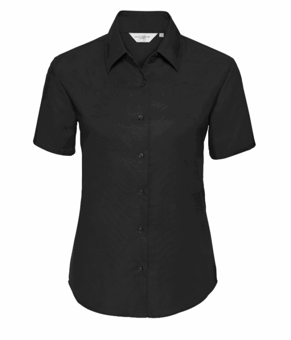 LADIES' SHORT SLEEVE TAILORED OXFORD SHIRT (IMBRETEX) By Russell Collection – Image 4