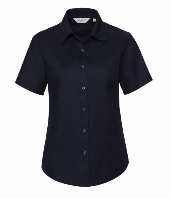 LADIES' SHORT SLEEVE TAILORED OXFORD SHIRT (IMBRETEX) By Russell Collection – Image 5