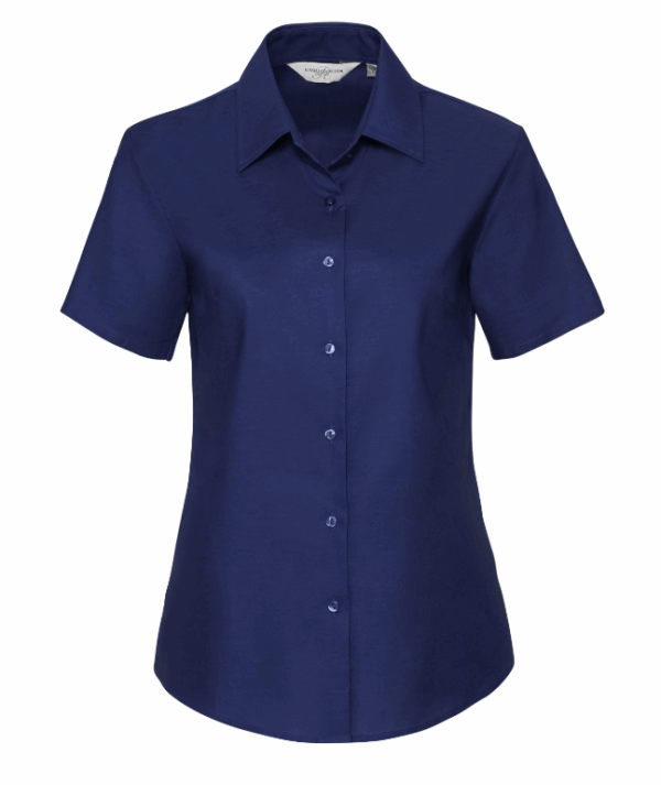 LADIES' SHORT SLEEVE TAILORED OXFORD SHIRT (IMBRETEX) By Russell Collection – Image 6