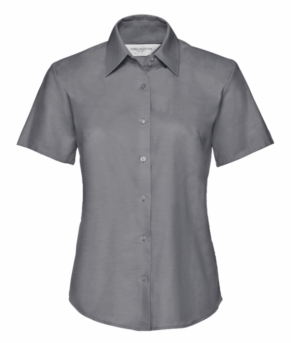 LADIES' SHORT SLEEVE TAILORED OXFORD SHIRT (IMBRETEX) By Russell Collection – Image 7