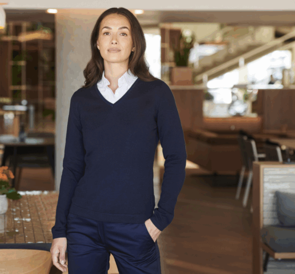 LADIES' V-NECK JUMPER (IMBRETEX) By Henbury