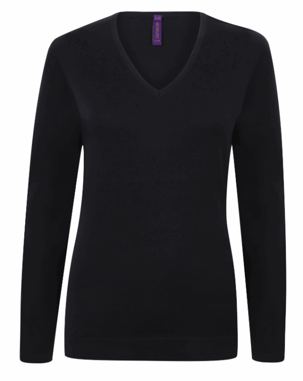 LADIES' V-NECK JUMPER (IMBRETEX) By Henbury – Image 5