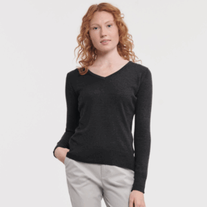 LADIES' V-NECK KNITTED PULLOVER (IMBRETEX) By Russell Collection