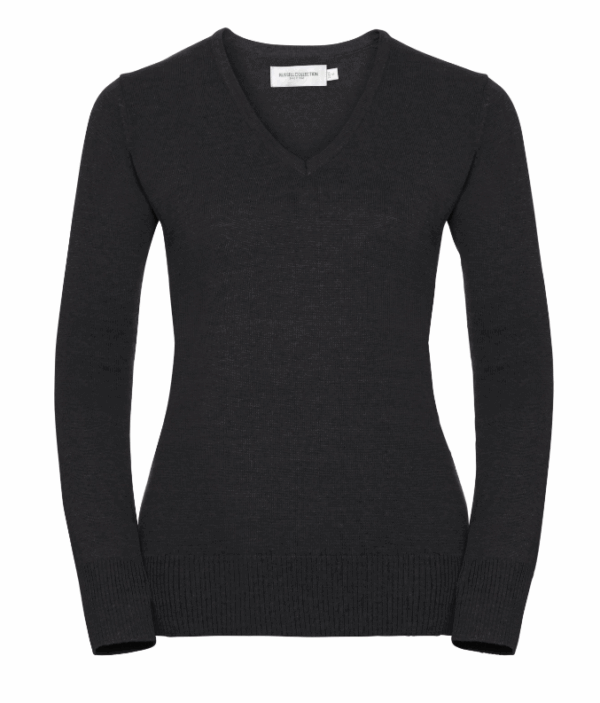 LADIES' V-NECK KNITTED PULLOVER (IMBRETEX) By Russell Collection – Image 2