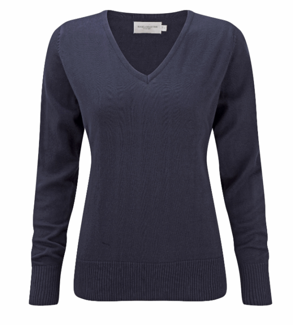 LADIES' V-NECK KNITTED PULLOVER (IMBRETEX) By Russell Collection – Image 4