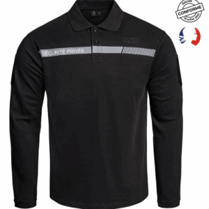 Polo SÉCU-ONE manches longues Sécurité Privée noir (A10)