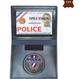 PORTE CARTE CUIR FORMAT CB AVEC INSIGNE POLICE (DCA)