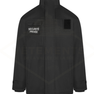 PARKA LONGUE SECURITE PRIVEE avec rectangle de velcro doux noir pour pochette (VVS)