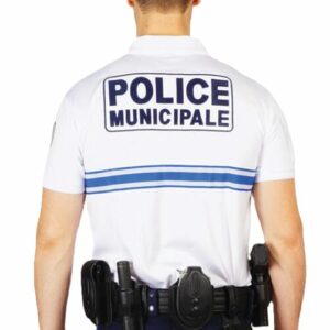 POLO BLANC «COOL PASS» AVEC ZIP Manches Courtes Police Municipale (GK Pro)