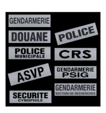 Bandeau d’identification rétro-réflechissant fond gris Gendarmerie 27,5x10,5 (DCA)