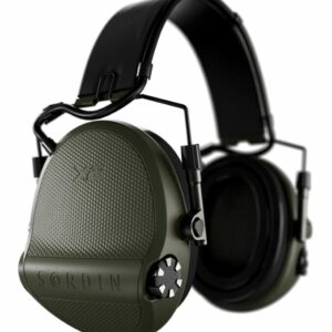Casque anti-bruit Suprême X2 vert olive avec serre-tête cuir noir et anneaux d'hygiène en gel (A10)