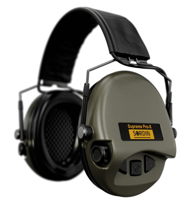 Casque anti-bruit Suprême Pro-X SLIM vert olive serre-tête cuir noir (A10)