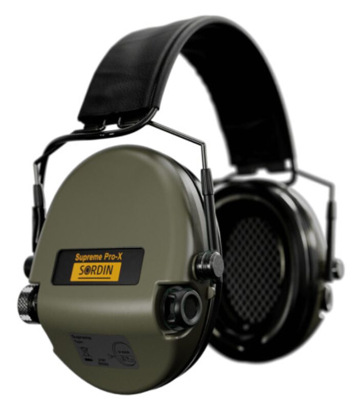 Casque anti-bruit Suprême Pro-X SLIM vert olive serre-tête cuir noir (A10) – Image 3